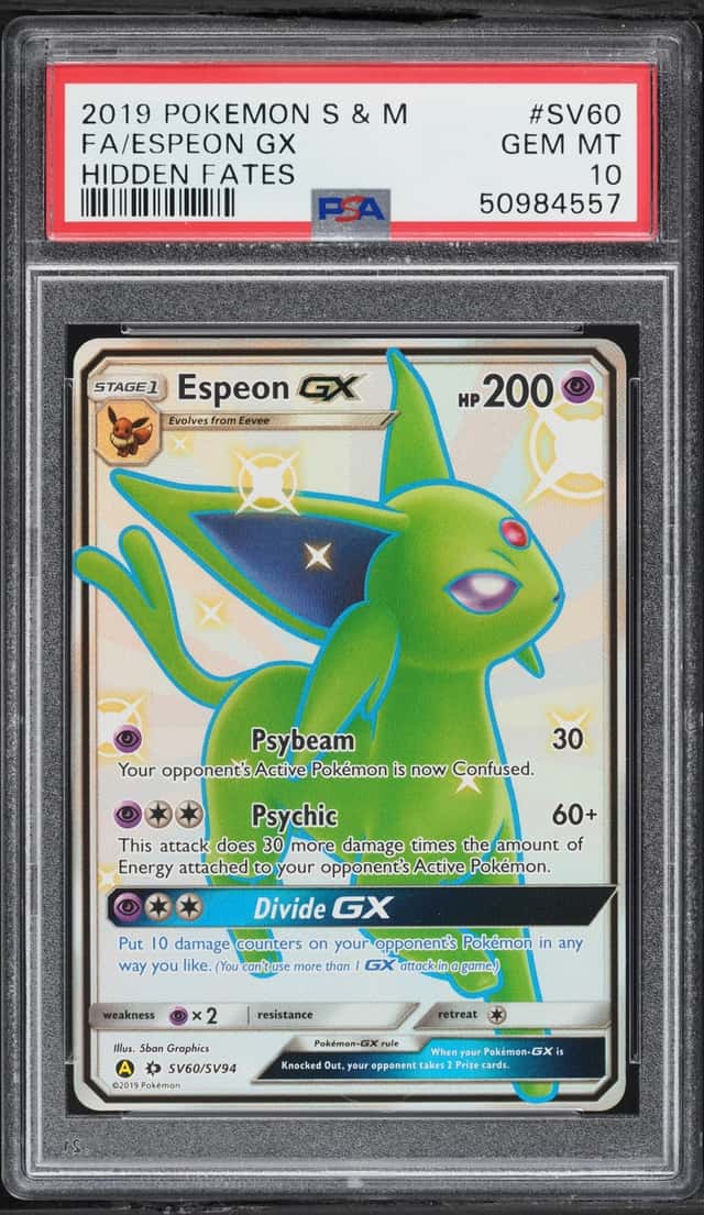 2019 Pokemon Sun & Moon Hidden Fates Shiny Vault Full Art Espeon GX #SV60 PSA 10 GEM MINT