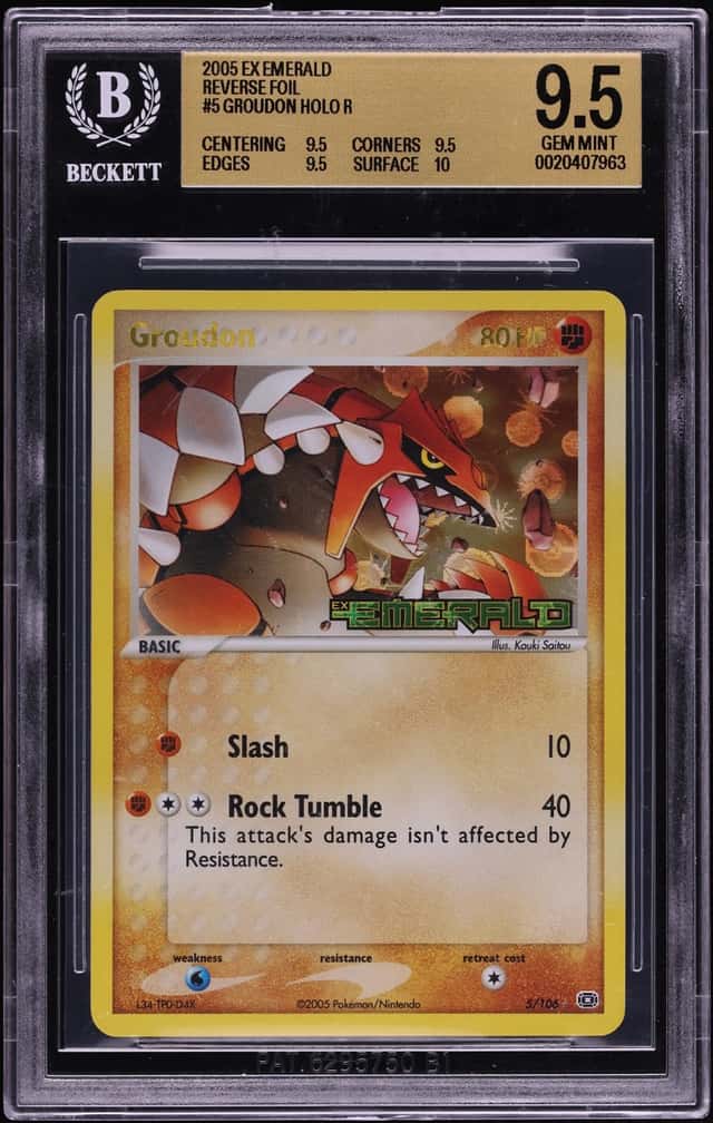 2005 Pokemon EX Emerald Reverse Holo Groudon #5 BGS 9.5 GEM MINT