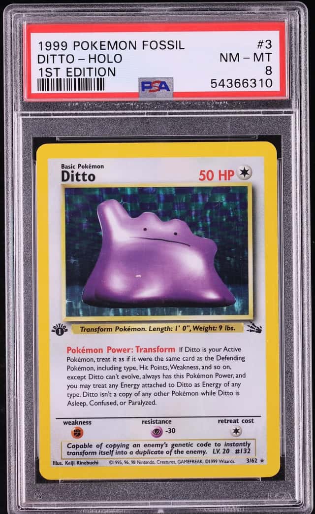 1999 Pokemon Fossil 1st Edition Holo Ditto #3 PSA 8 NM-MT