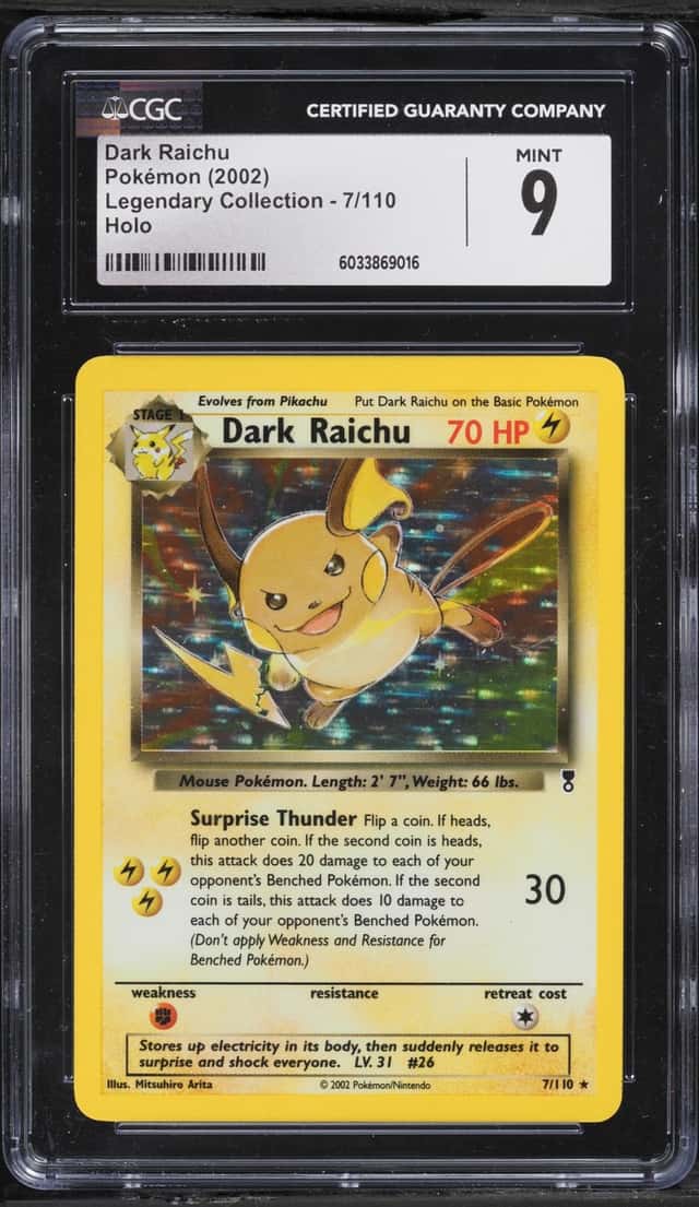 2002 Pokemon Legendary Collection Holo Dark Raichu #7 CGC 9 MINT