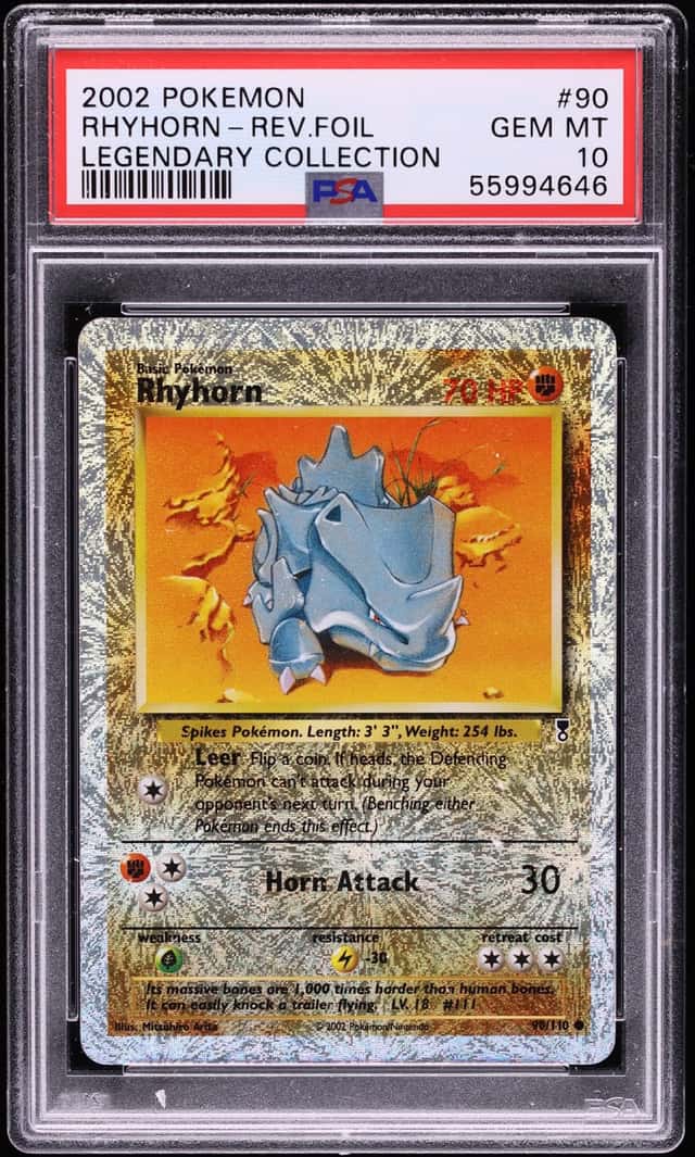 2002 Pokemon Legendary Collection Reverse Holo Rhyhorn #90 PSA 10 GEM MINT