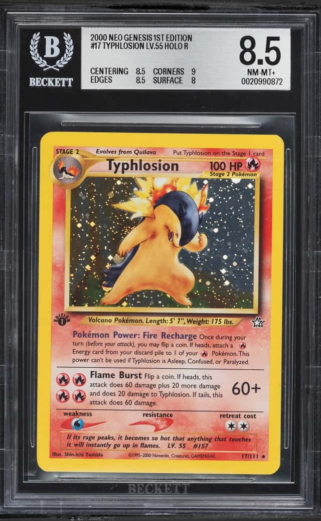 2000 Pokemon Neo Genesis 1st Edition Holo Typhlosion #17 BGS 8.5 NM-MT+
