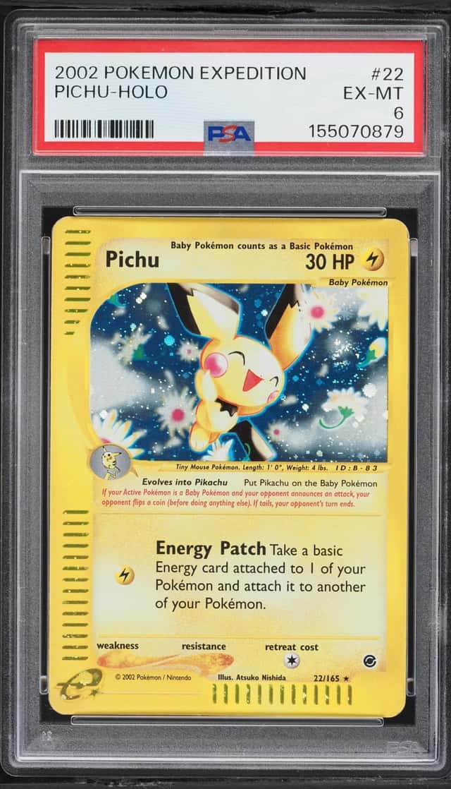 2002 Pokemon Expedition Holo Pichu #22 PSA 6 EXMT
