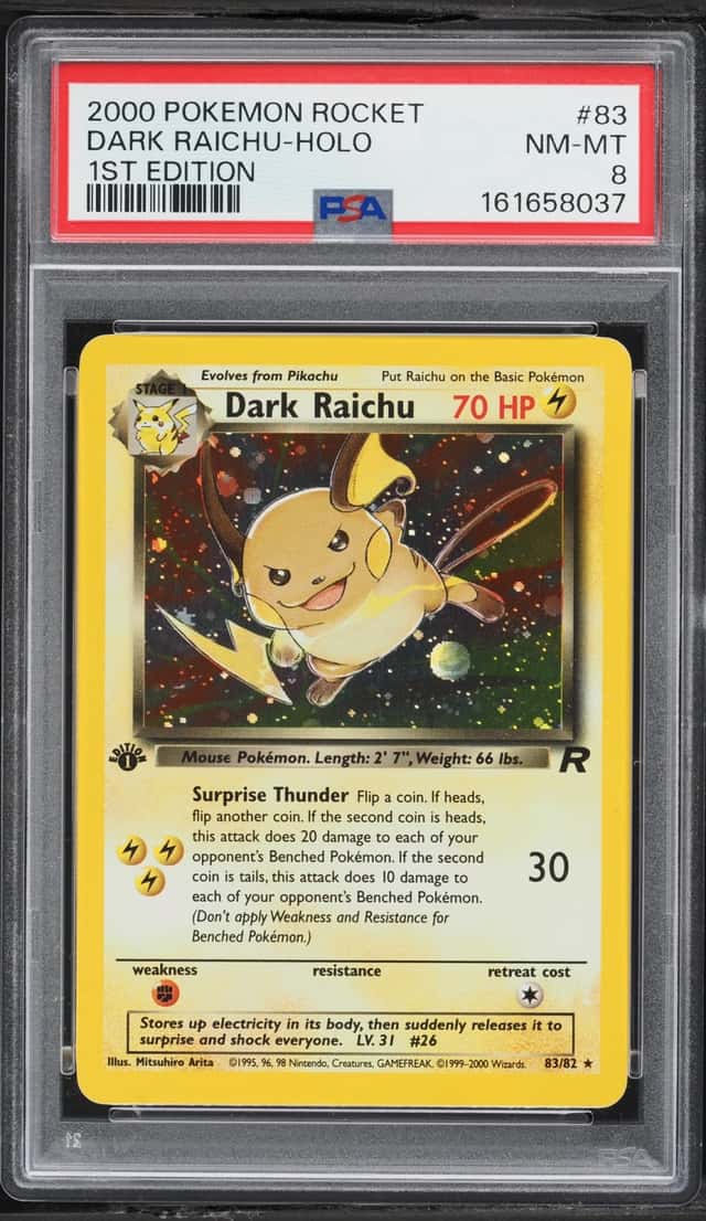 2000 Pokemon Team Rocket 1st Edition Holo Dark Raichu #83 PSA 8 NM-MT