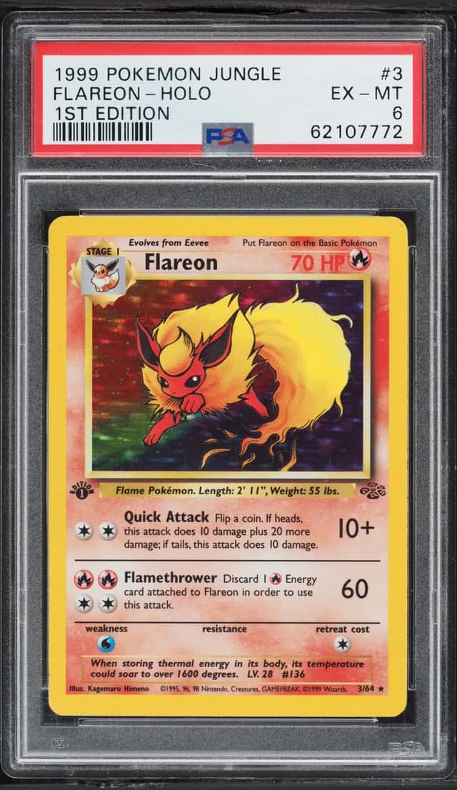1999 Pokemon Jungle 1st Edition Holo Flareon #3 PSA 6 EXMT