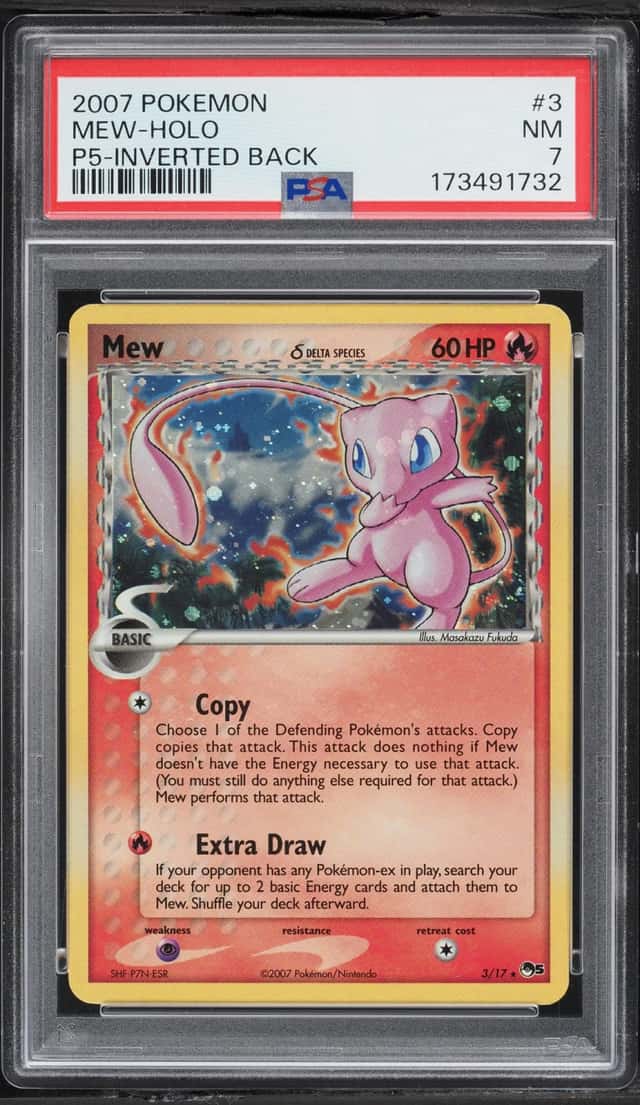 2007 Pokemon EX POP Series 5 Inverted Back Holo Mew #3 PSA 7 NRMT