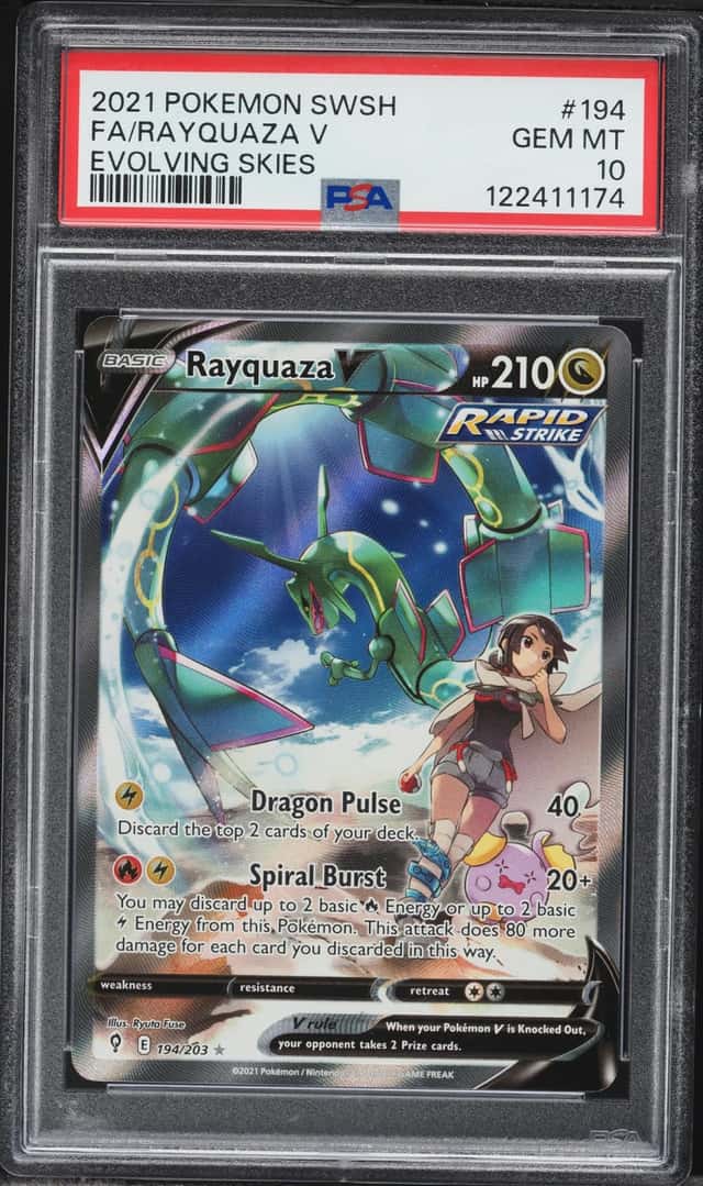 2021 Pokemon Sword & Shield Evolving Skies Full Art Rayquaza V #194 PSA 10 GEM MINT