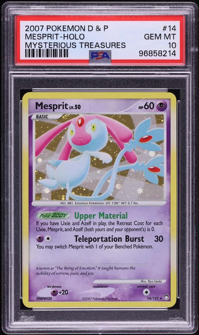 2007 Pokemon Diamond & Pearl Mysterious Treasures Holo Mesprit #14 PSA 10 GEM MINT