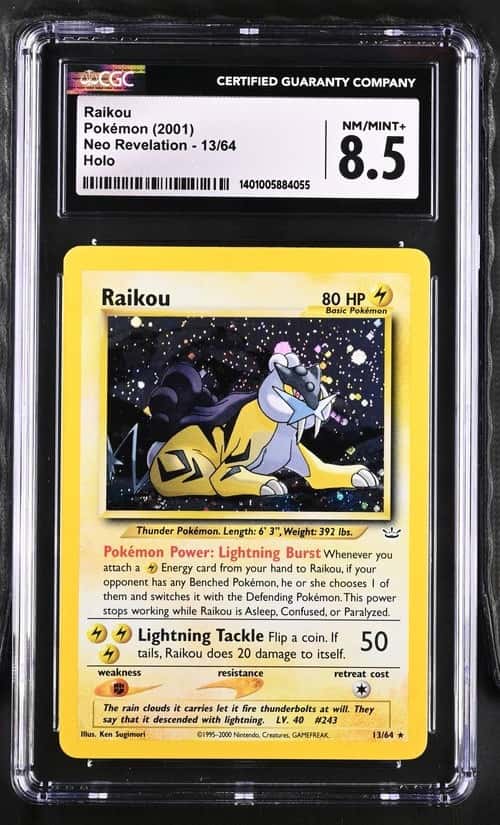 2001 Pokemon Neo Revelation Holo Raikou #13 CGC 8.5 NM-MT+
