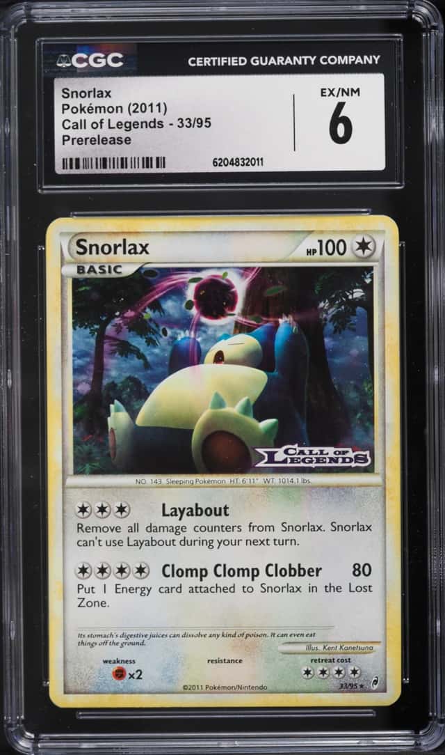2011 Pokemon Call Of Legends Prerelease Snorlax #33 CGC 6 EXMT