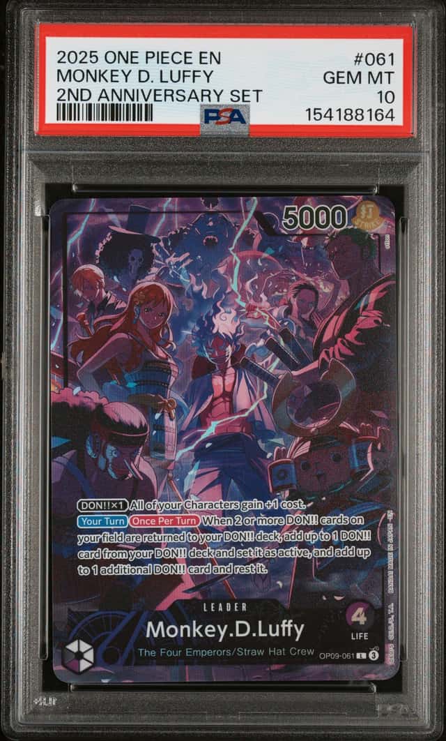 2025 One Piece 2nd Anniversary Monkey D. Luffy Leader #OP09-061 PSA 10