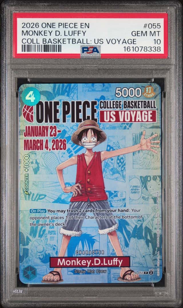 2026 One Piece EN College Basketball US Voyage #055 Monkey D Luffy PSA 10