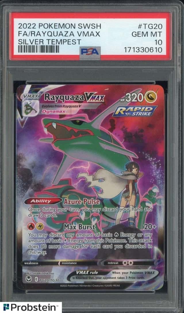 2022 Pokemon SWSH Silver Tempest #TG20 FA Rayquaza VMax PSA 10 GEM MINT