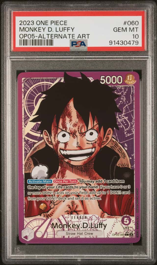 MONKEY D. LUFFY PSA 10 2023 ONE PIECE #OP05-060 OP05 ALTERNATE ART LEADER 0479