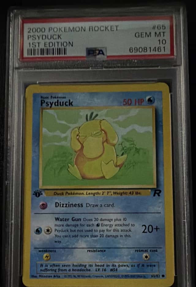 Pokémon TCG Team Rocket Psyduck 65/82 1st Edition English Regular PSA 10