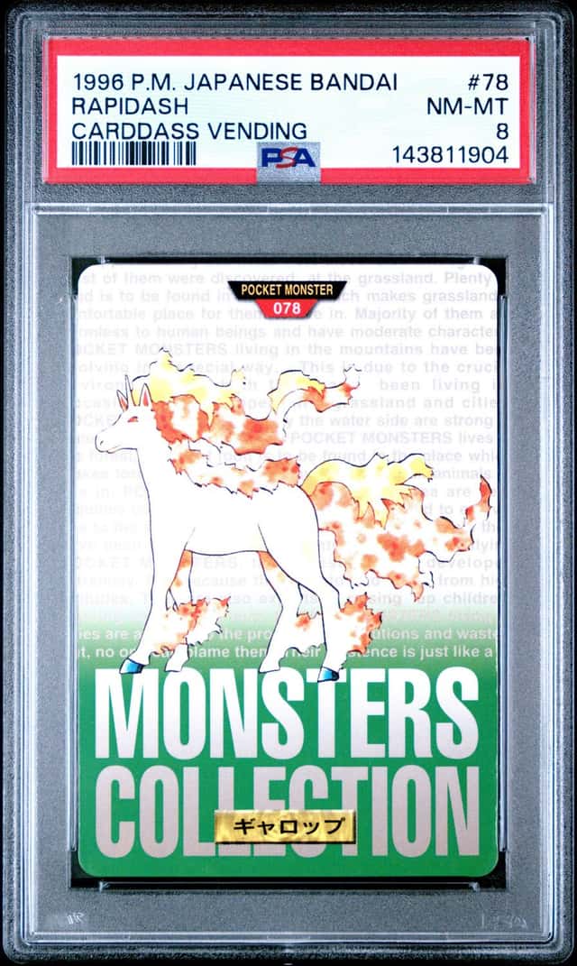 1996 POKEMON JAPANESE BANDAI CARDDASS VENDING #78 RAPIDASH PSA 8
