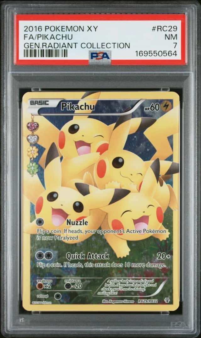 2016 POKEMON XY GENERATIONS RADIANT COLLECTION #RC29 FULL ART/PIKACHU PSA 7