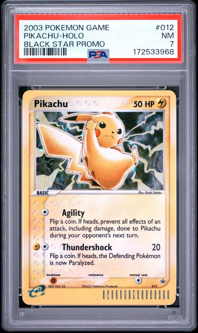 2003 POKEMON BLACK STAR PROMO #012 PIKACHU-HOLO PSA 7