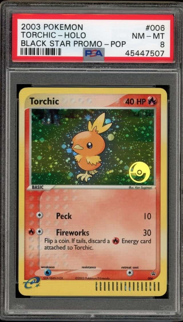 Pokemon Torchic Holo Black Star Promo 006 European Pop Tournament PSA 8