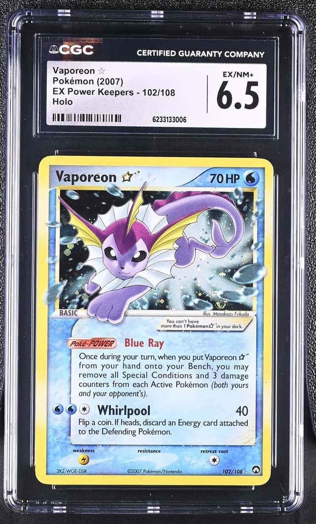 Pokemon Vaporeon Gold Star EX Power Keepers 102/108 Holo CGC 6.5