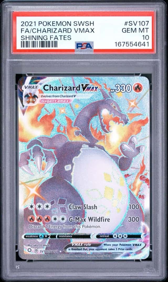 2021 Pokemon Charizard VMAX SV107/SV122 Shining Fates Shiny Full Art PSA 10