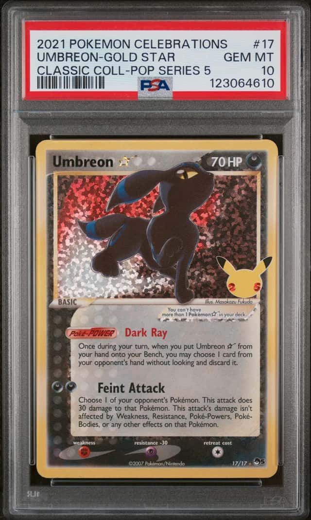 UMBREON 2021 POKEMON CELEBRATIONS CLASSIC COLL 17/17 GOLD STAR PSA 10 Q3963-7
