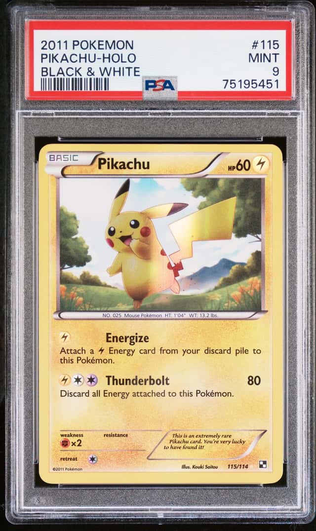 Pokemon Pikachu Holo Black & White 115/114 SCRATCHED SLAB PSA 9 Mint