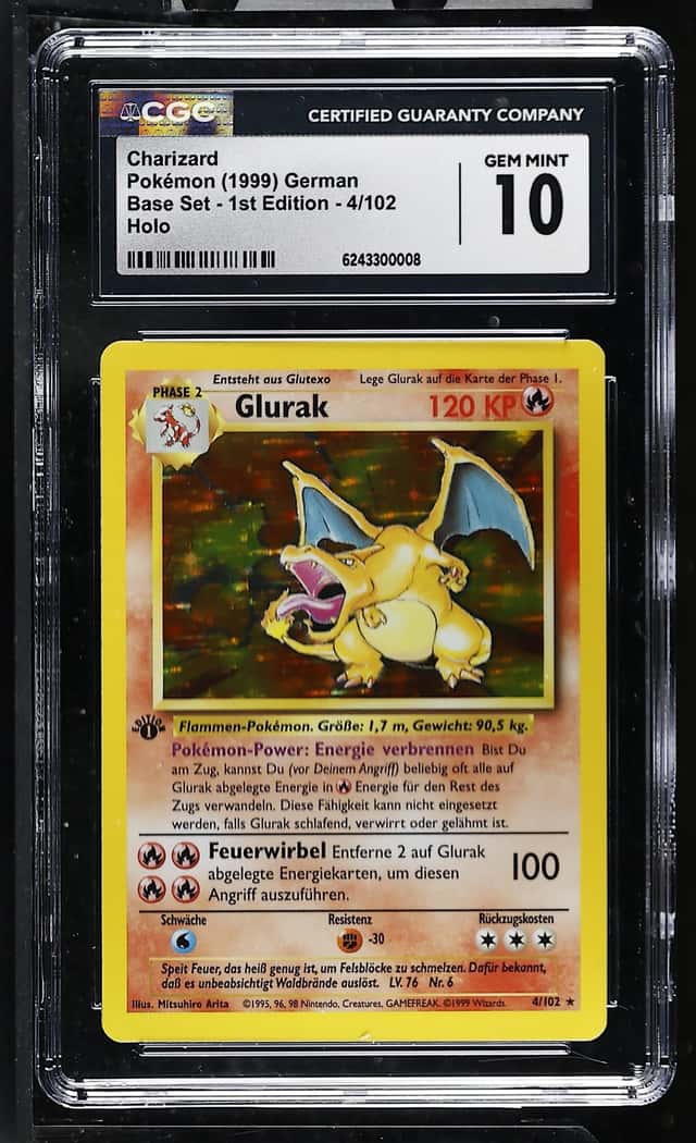 Pokemon Charizard Base Set 1st Edition 4/102 Holo German CGC 10 Gem Mint
