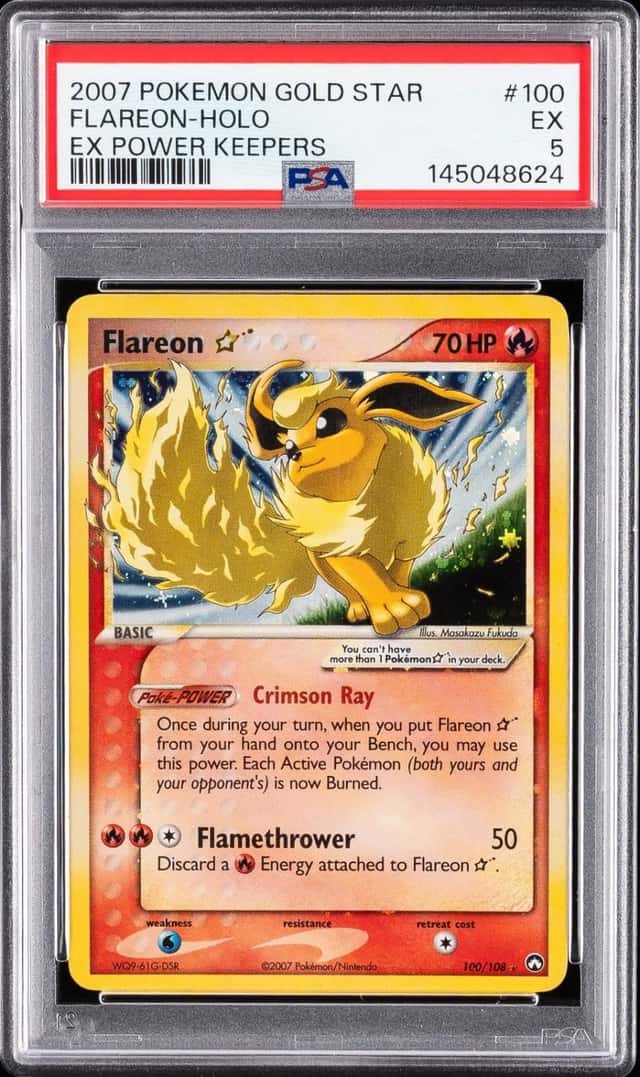Pokemon Flareon Holo Power Keepers 100/108 Gold Star PSA 5 EX