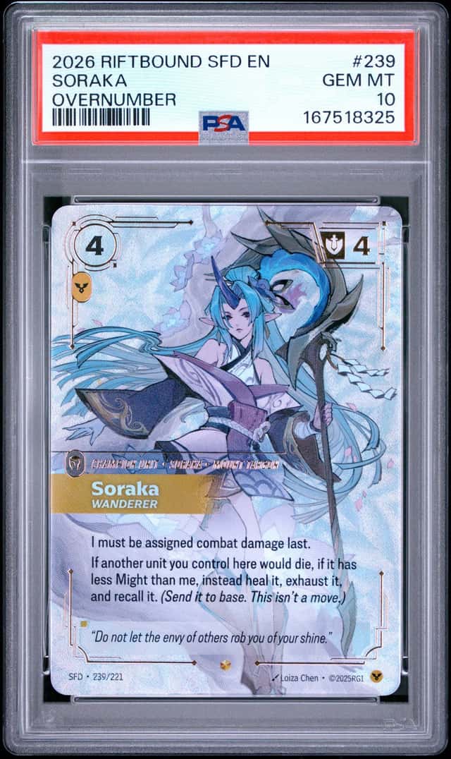 Riftbound League Of Legends Soraka - Wanderer 239 Overnumber PSA 10 Gem Mint