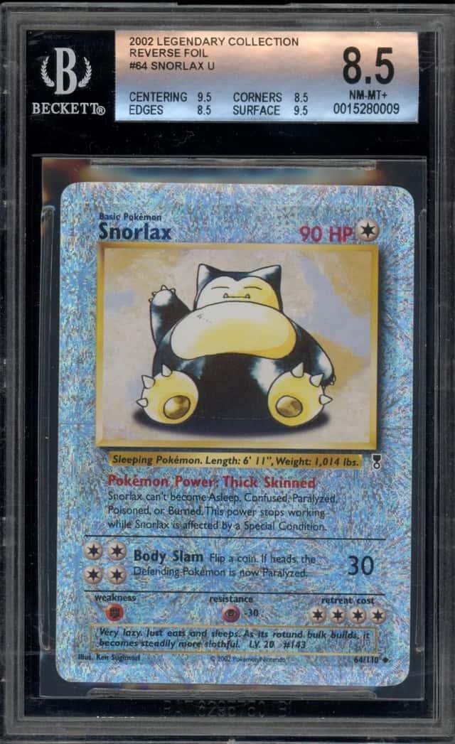 Pokemon Snorlax Legendary Coll. Reverse Holo 64 BGS 8.5