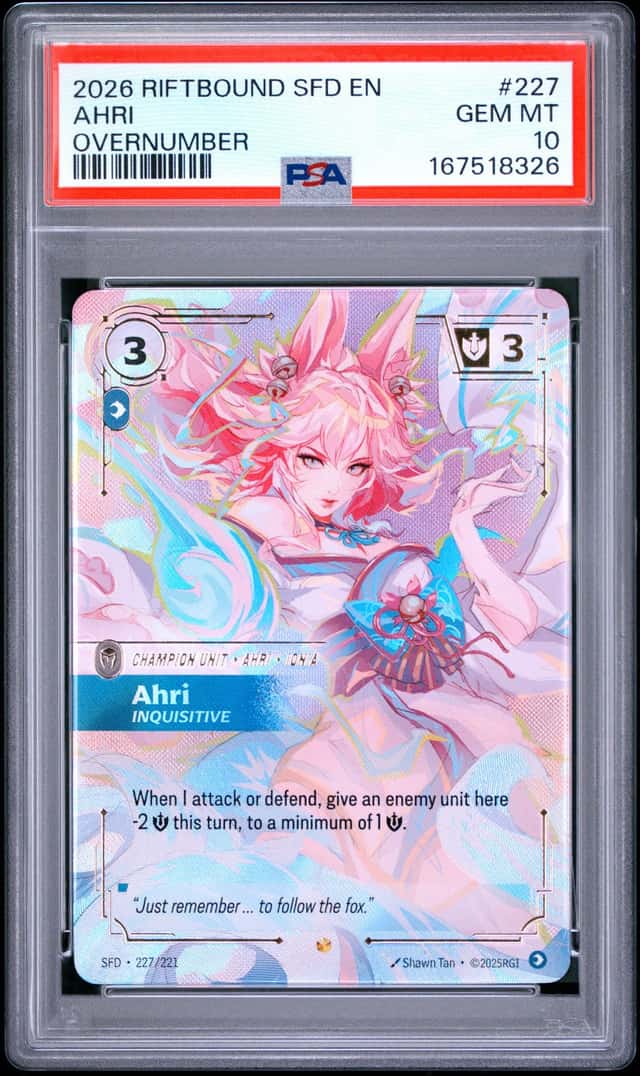 Riftbound League Of Legends Ahri Inquisitive 227 Overnumber PSA 10 Gem Mint