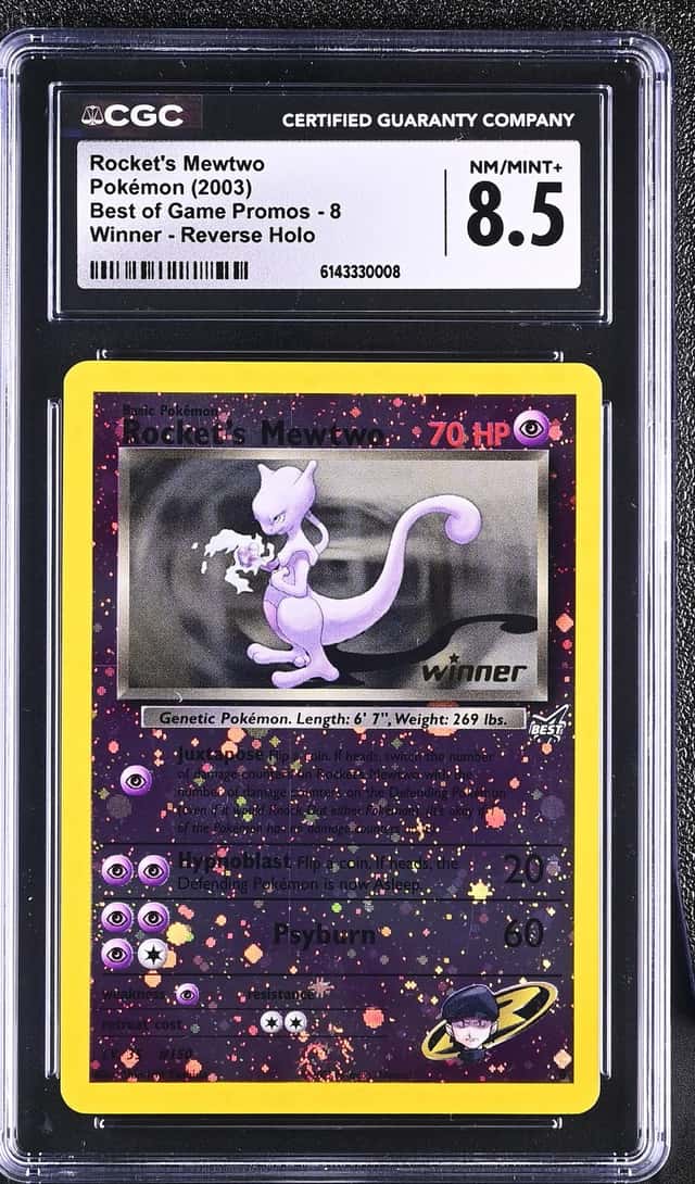 Pokemon Rocket's Mewtwo Best Of Game Promo 8 Winner Reverse Holo CGC 8.5