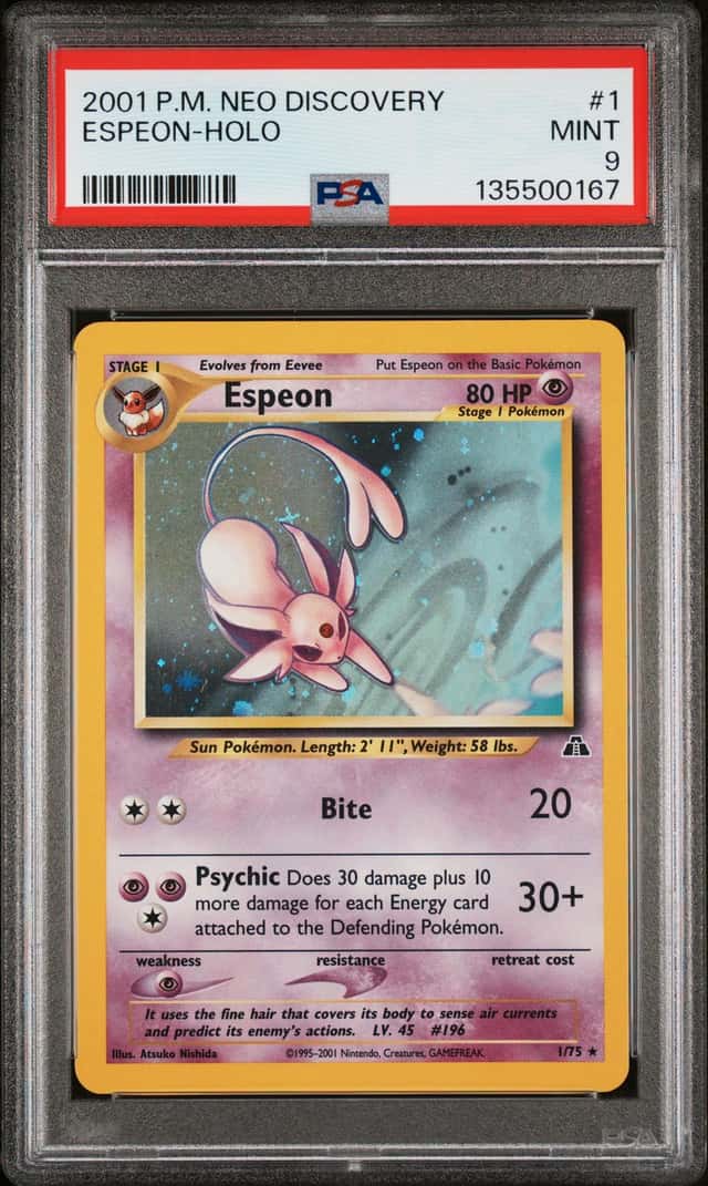Pokemon Espeon Holo Neo Discovery Unlimited 1/75 PSA 9 Mint