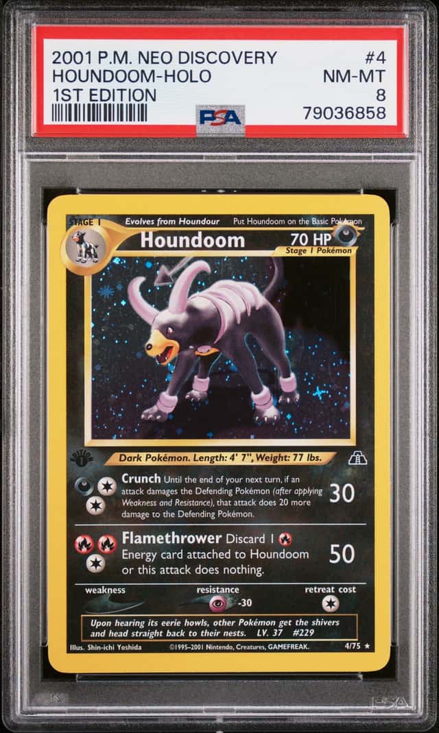 2001 Pokemon Neo Discovery Houndoom 4/75 Holo 1st Edition PSA 8 #79036858