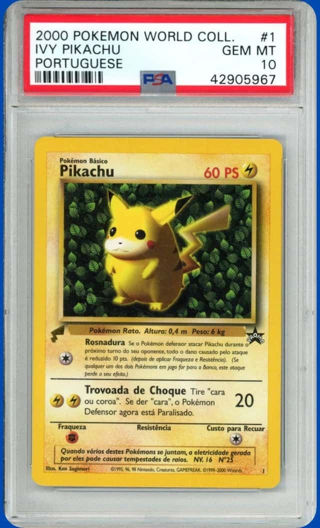 2000 POKEMON WORLD COLL. PORTUGUESE PROMO #1 IVY PIKACHU PSA 10