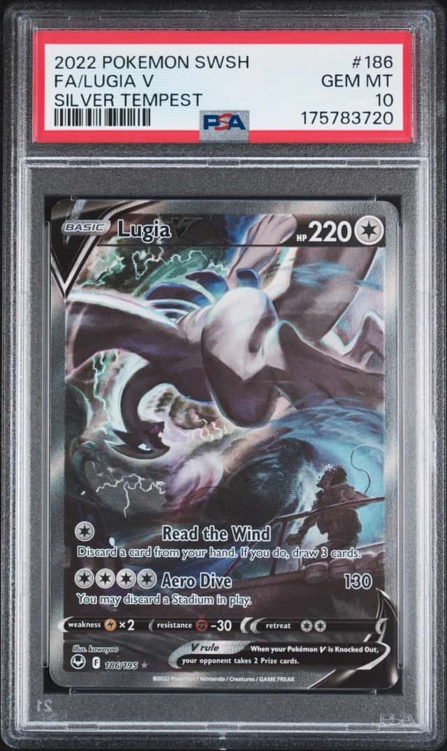 2022 POKEMON SWORD & SHIELD SILVER TEMPEST #186 FULL ART/LUGIA V PSA 10