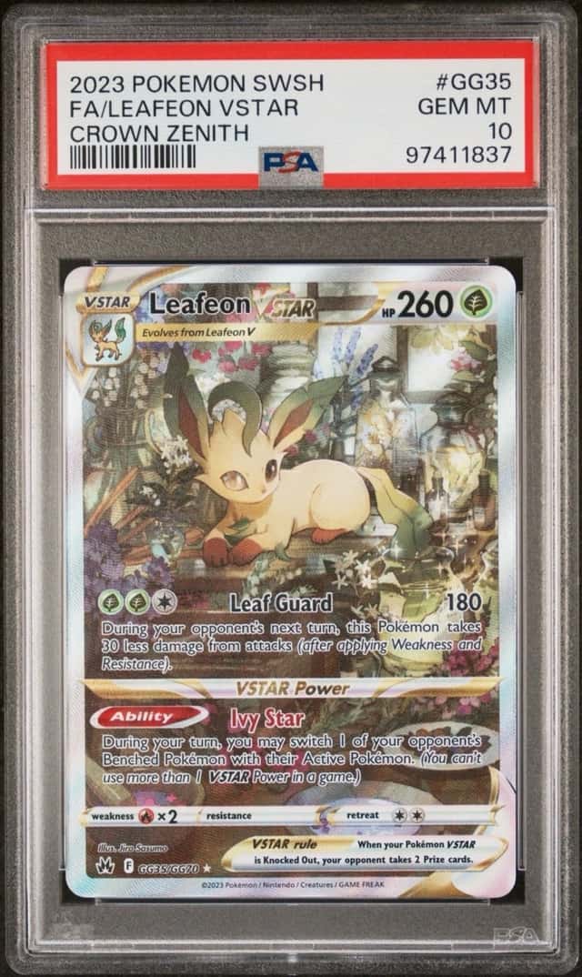 PSA 10 GEM MINT 2023 Pokemon Crown Zenith Leafeon VSTAR Full Art GG35/GG70