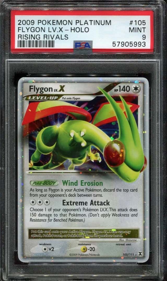 PSA 9 Flygon LV.X Holo 105/111 Rising Rivals POKEMON
