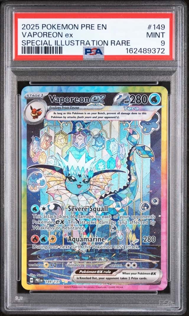 2025 POKEMON PRE EN-PRISMATIC EVOLUTIONS #149 VAPOREON EX PSA 9