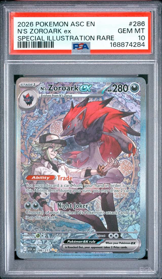 2026 POKEMON ASC EN-SPECIAL ILLUSTRATION RARE #286 N'S ZOROARK EX PSA 10