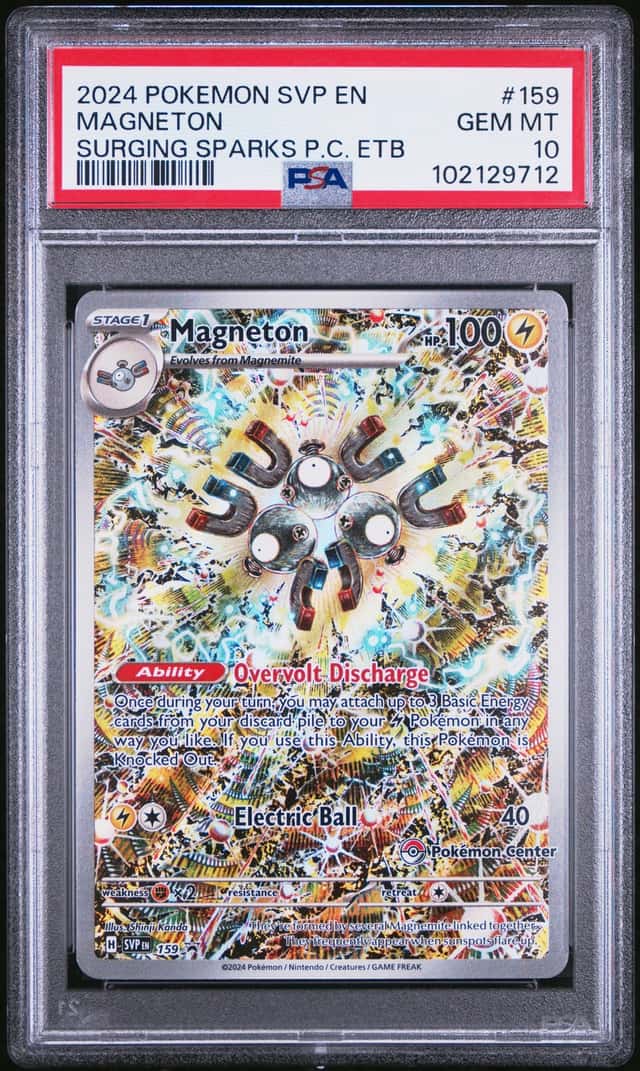 2024 Pokemon EN Magneton Surging Sparks Pokemon Center Stamp ETB Promo PSA 10