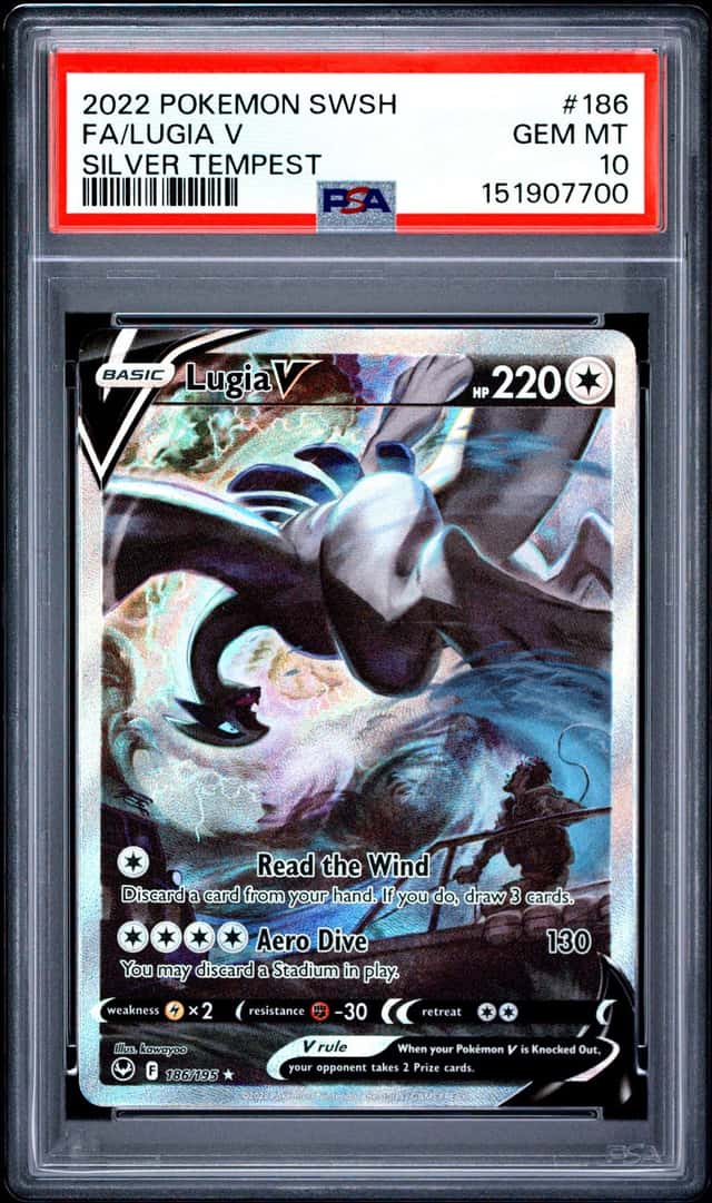 LUGIA V 2022 POKEMON SILVER TEMPEST 186/195 FULL ART PSA 10 Q3963-7
