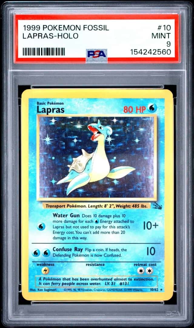 1999 POKEMON FOSSIL #10 LAPRAS-HOLO PSA 9