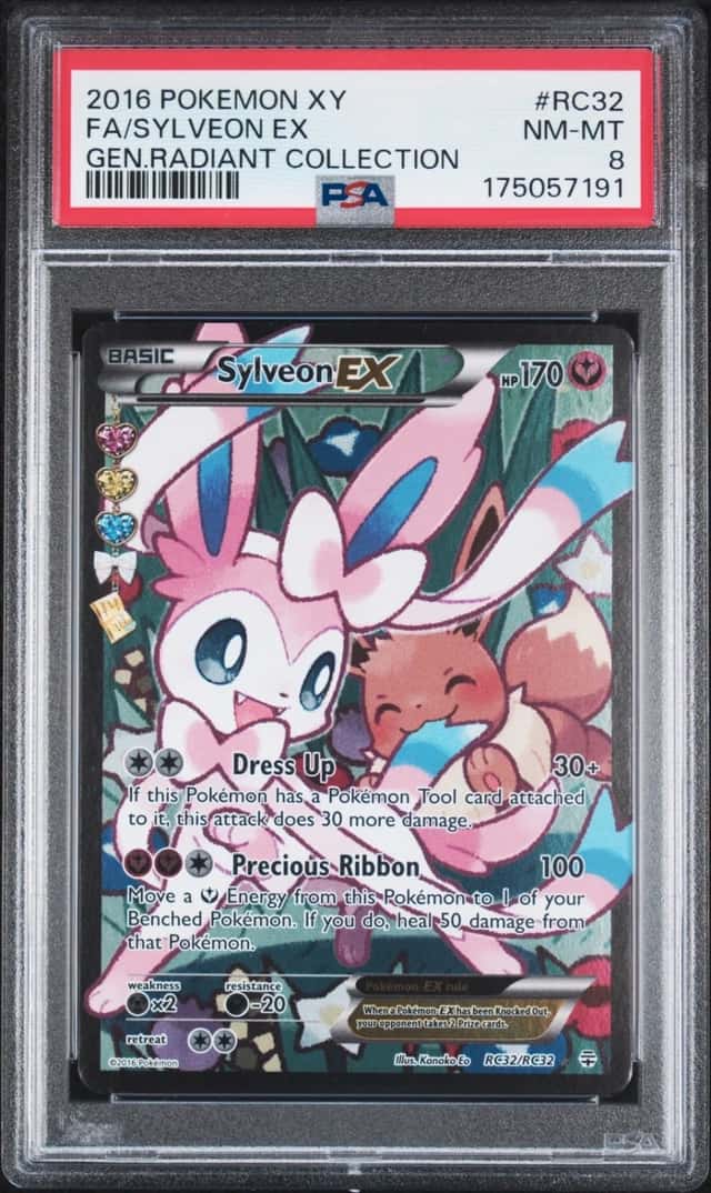 2016 POKEMON XY GENERATIONS RADIANT COLLECTION #RC32 FULL ART/SYLVEON EX PSA 8
