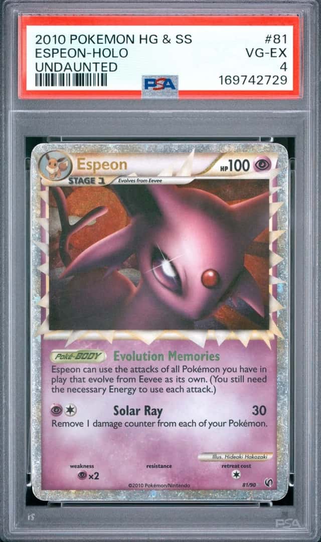 2010 POKEMON HEARTGOLD & SOULSILVER UNDAUNTED #81 ESPEON-HOLO PSA 4