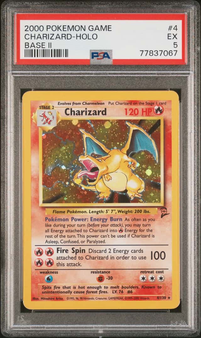 2000 Pokemon Base Set 2 Charizard 4/130 Holo Rare WOTC PSA 5 Graded