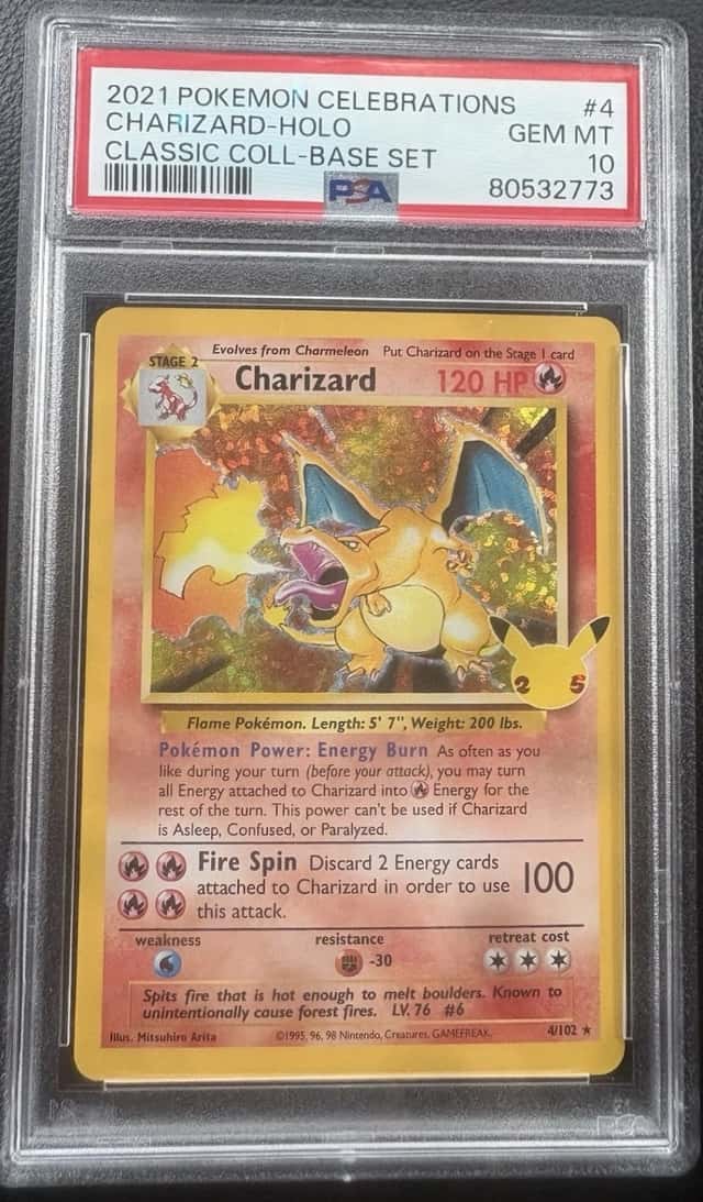 Pokemon TCG Charizard 4/102 Celebrations Classic Collection Holo PSA 10