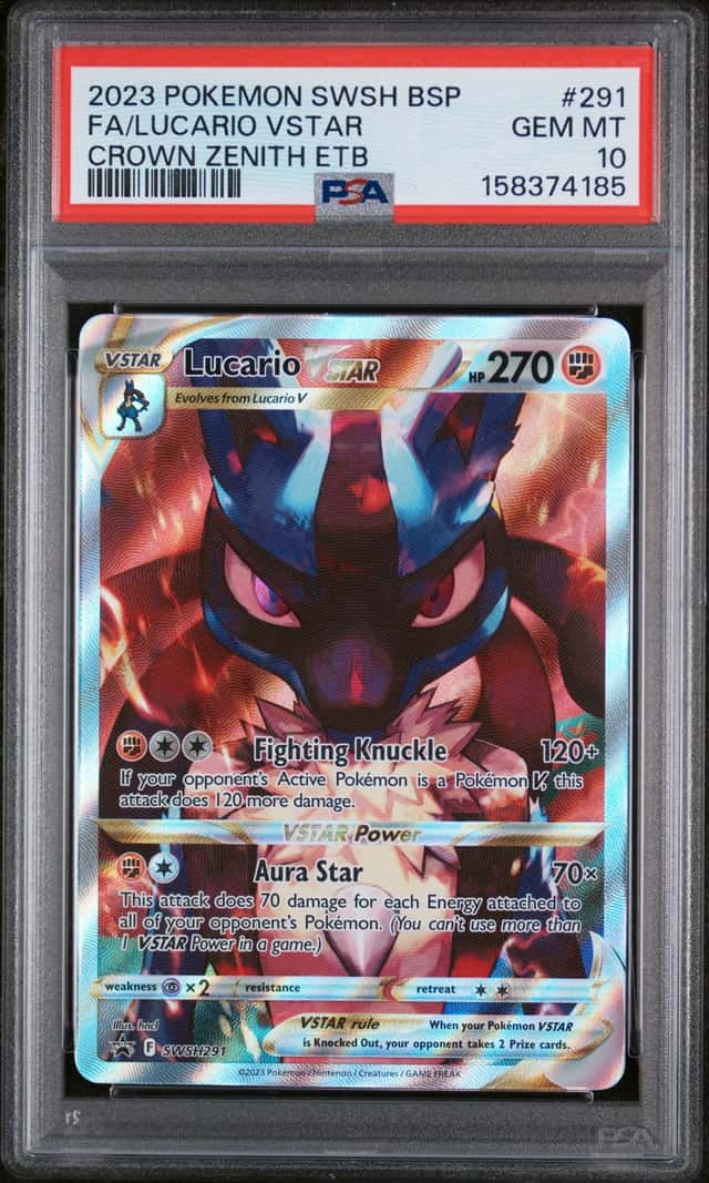 2023 Pokemon SWSH BSP Crown Zenith ETB #291 FA Lucario VSTAR PSA 10