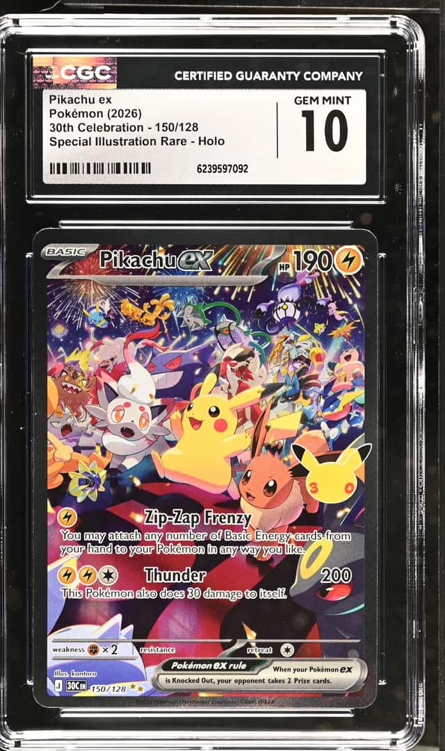 2026 Pokemon 30th Celeb Pikachu ex Special Illustration Rare #150/128 CGC 10